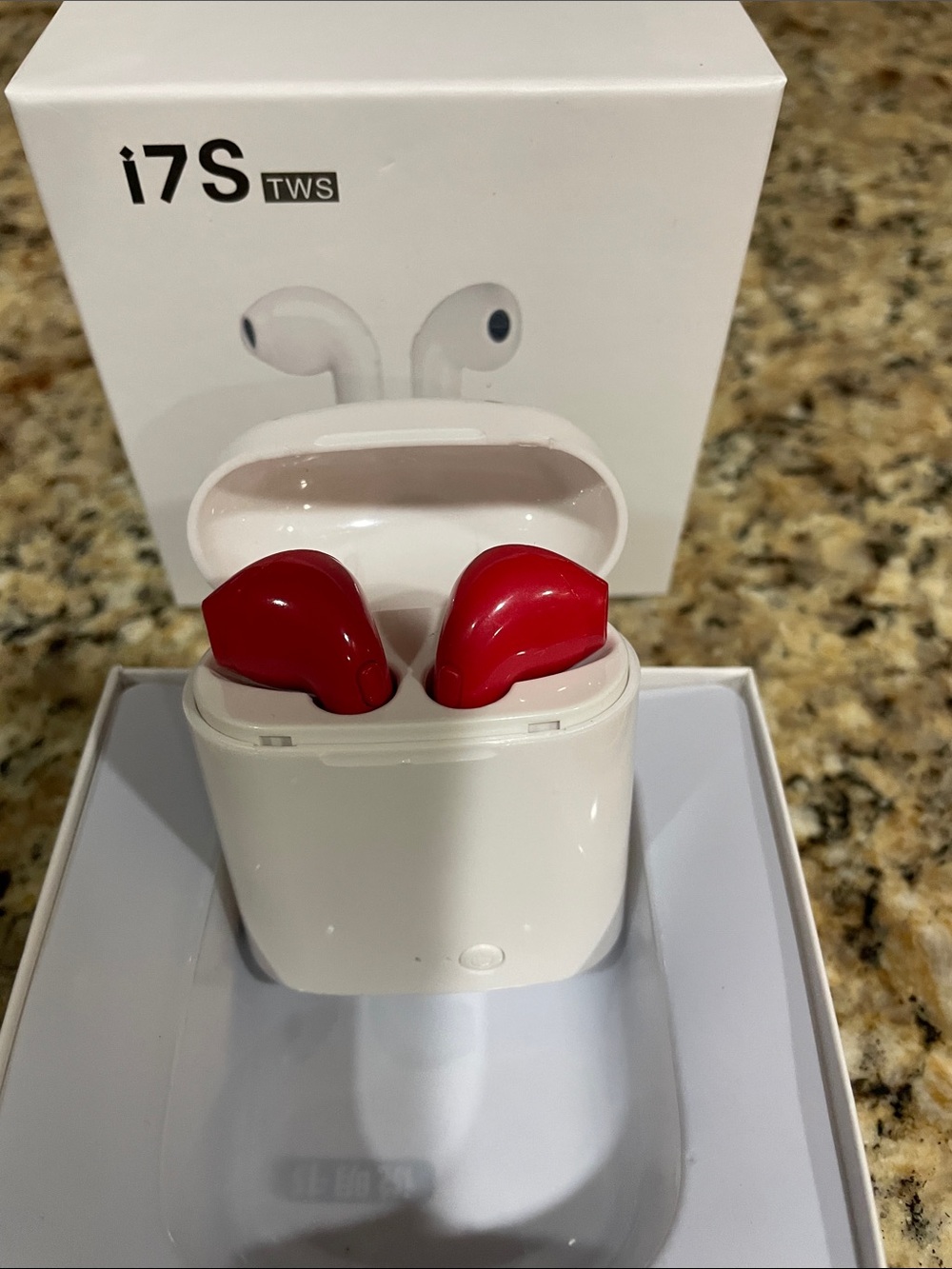 Red Wireless Earbuds with Charging Case